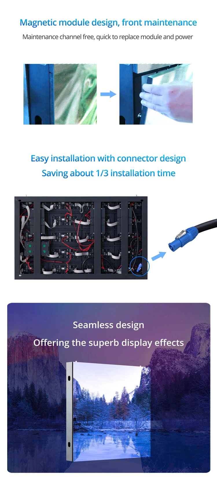 Large Wall Mounted P2 P2.5 HD Indoor Video Wall Panel Front Service SMD RGB Indoor LED Screen