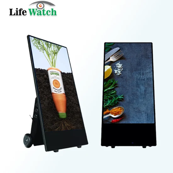 Outdoor Water-Proof IP65 Built-in Battery Portable LCD Digital Poster Kiosk Digital Menu Boards LED Display Commercial Advertising Display